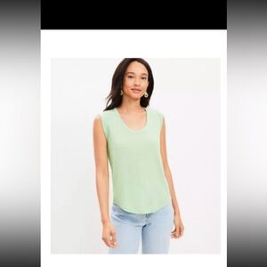 LOFT Pistachio Green Linen-Blend Tee